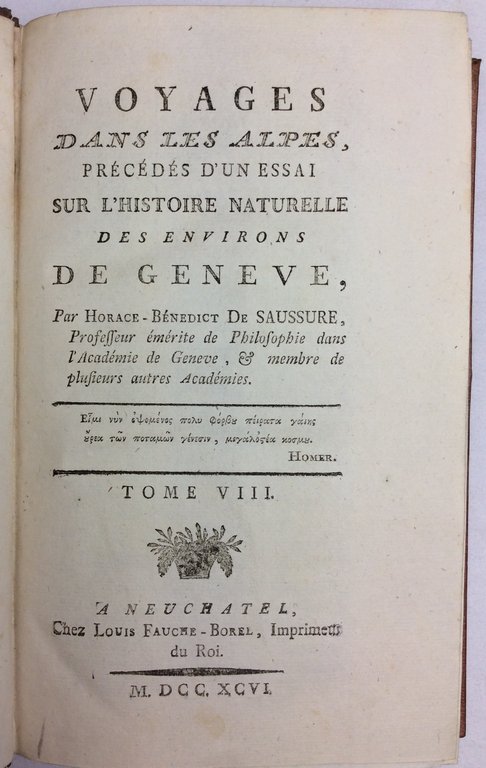 VOYAGES DANS LES ALPES. - Précédés d'un éssai sur l'histoire …