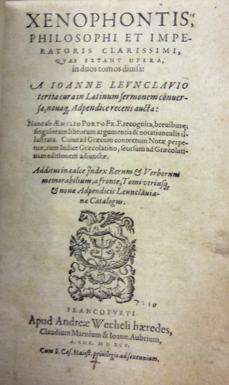 XENOPHONTIS, PHILOSOPHI ET IMPERATORIS CLARISSIMI, QUAE EXTANT OPERA IN DUOS …