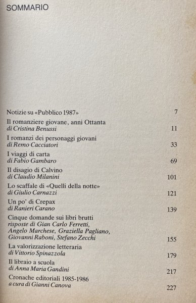 PUBBLICO 1987. PRODUZIONE LETTERARIA E MERCATO CULTURALE. A CURA DI …