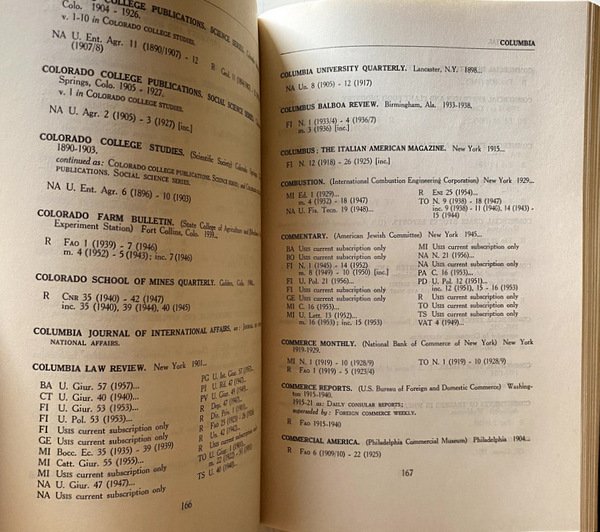 A UNION LIST OF AMERICAN PERIODICALS IN ITALY