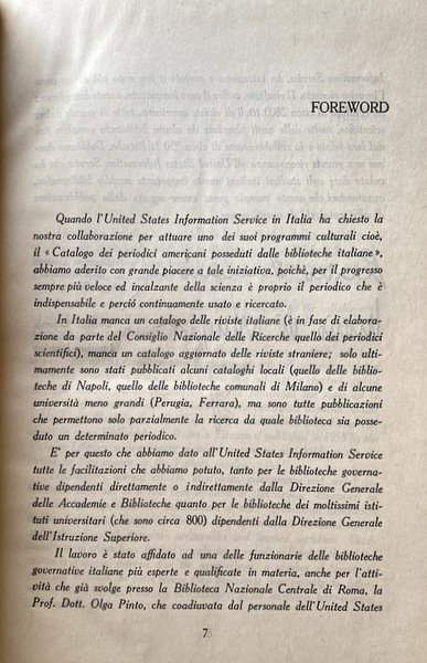 A UNION LIST OF AMERICAN PERIODICALS IN ITALY
