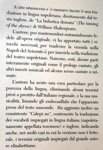 'A ZITA NTUSSECOSA E 'O MASSARO TUOSTO. VUTATA A LENGUA …