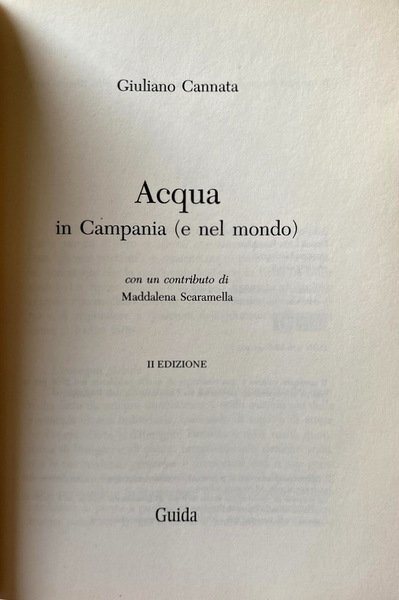 ACQUA IN CAMPANIA (E NEL MONDO). CON UN CONTRIBUTO DI …