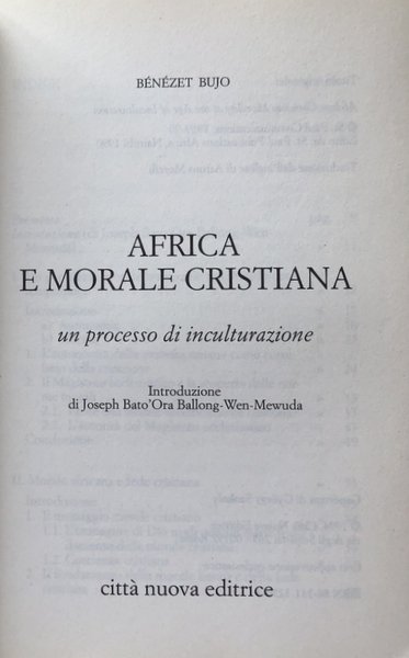 AFRICA E MORALE CRISTIANA. UN PROCESSO DI INCULTURAZIONE