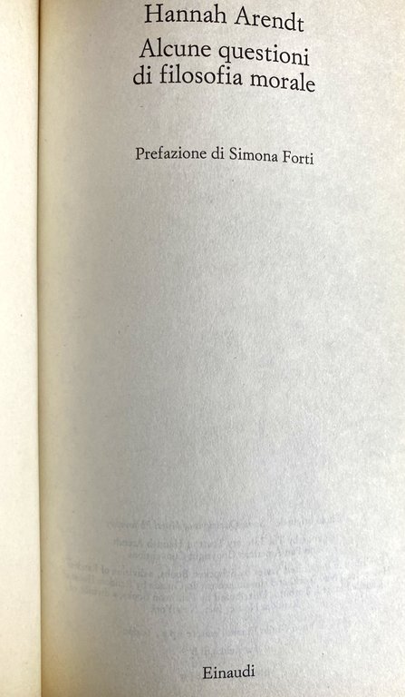 ALCUNE QUESTIONI DI FILOSOFIA MORALE