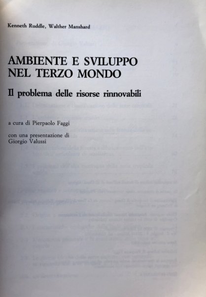 AMBIENTE E SVILUPPO NEL TERZO MONDO. IL PROBLEMA DELLE RISORSE …