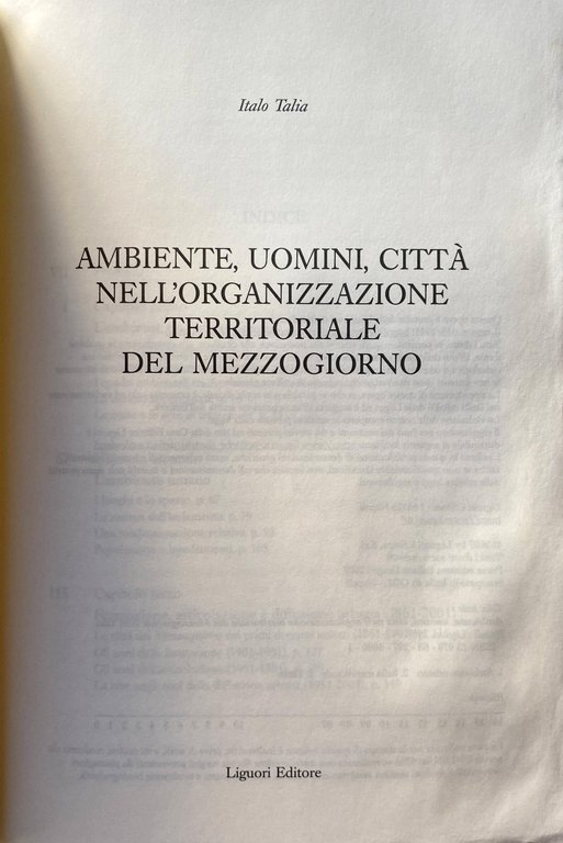 AMBIENTE, UOMINI, CITTÀ NELL'ORGANIZZAZIONE TERRITORIALE DEL MEZZOGIORNO