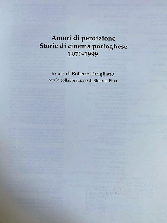 AMORI DI PERDIZIONE. STORIE DI CINEMA PORTOGHESE 1970-1999