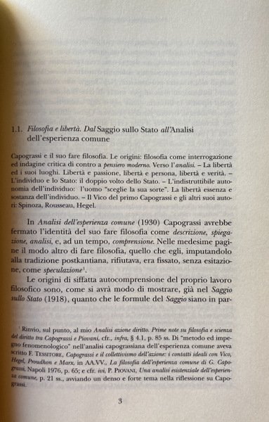 ANALISI, AZIONE, DIRITTO, UOMO COMUNE. CINQUE SAGGI PER GIUSEPPE CAPOGRASSI