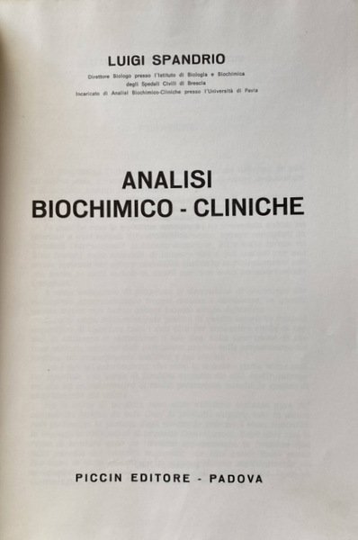 ANALISI BIOCHIMICO-CLINICHE