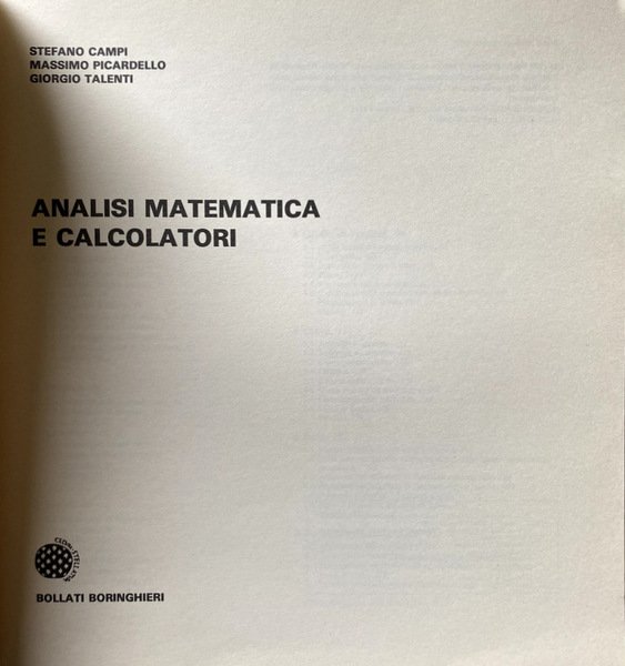 ANALISI MATEMATICA E CALCOLATORI