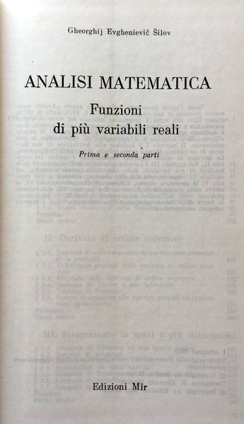 ANALISI MATEMATICA FUNZIONI DI PIÙ VARIABILI REALI