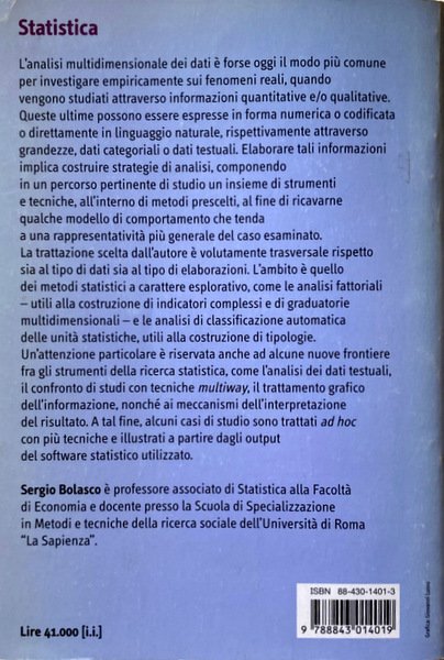 ANALISI MULTIDIMENSIONALE DEI DATI. METODI, STRATEGIE E CRITERI DI INTERPRETAZIONE