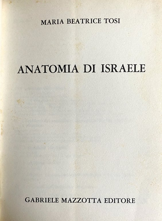 ANATOMIA DI ISRAELE