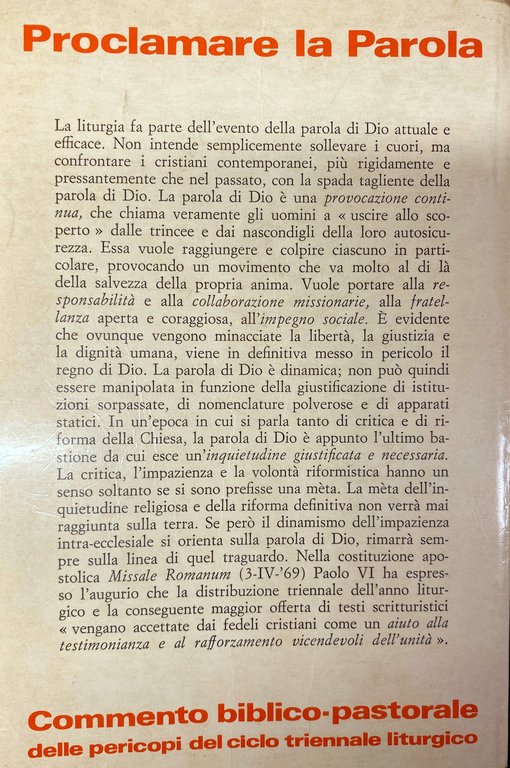 ANNUNZIA LA PAROLA. SPUNTI OMILETICI ANNO A