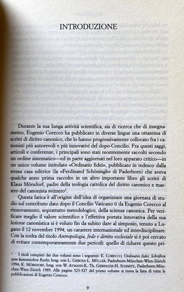 ANTROPOLOGIA, FEDE E DIRITTO ECCLESIALE. A CURA DI LIBERO GEROSA