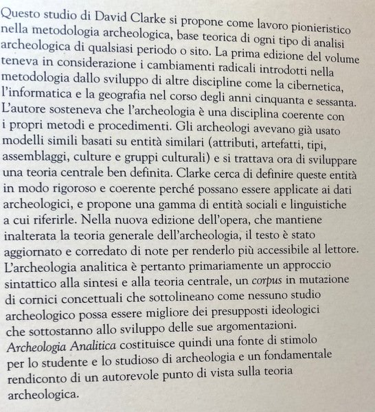 ARCHEOLOGIA ANALITICA