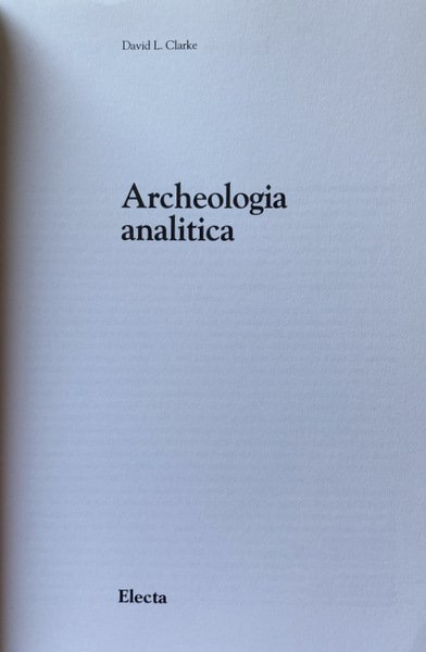 ARCHEOLOGIA ANALITICA