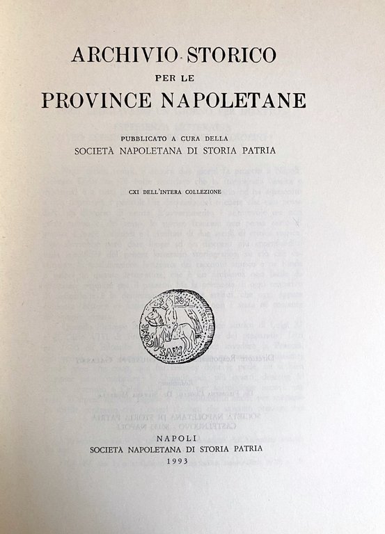 ARCHIVIO STORICO PER LE PROVINCE NAPOLETANE (Volume CXI 111 dell'intera … | Immagine Gallery 6