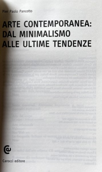 ARTE CONTEMPORANEA DAL MINIMALISMO ALLE ULTIME TENDENZE