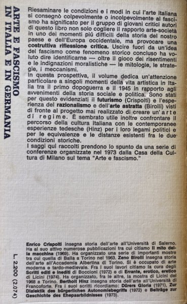 ARTE E FASCISMO IN ITALIA E IN GERMANIA. INTERVENTI DI: …
