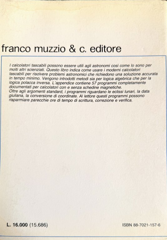 ASTRONOMIA CON IL CALCOLATORE TASCABILE. PROGRAMMI PER LOGICA POLACCA E … | Immagine Gallery 6