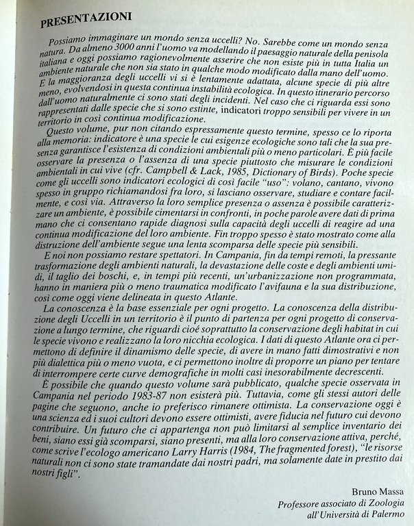 ATLANTE DEGLI UCCELLI NIDIFICANTI IN CAMPANIA (1983-1987)