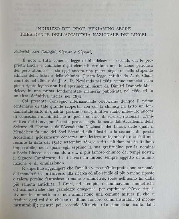 ATTI DEL CONVEGNO MENDELEEVIANO. PERIODICITÀ E SIMMETRIE NELLA STRUTTURA ELEMENTARE …