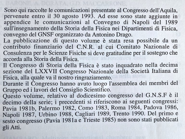 ATTI DEL XII CONGRESSO NAZIONALE DI STORIA DELLA FISICA.