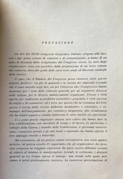 ATTI DEL XVIII CONGRESSO GEOGRAFICO ITALIANO TRIESTE, 4-9 APRILE 1961. …