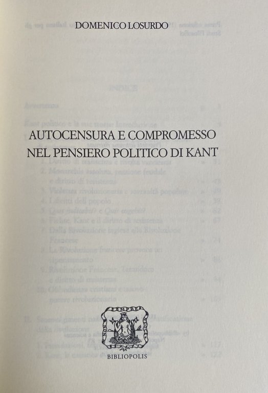 AUTOCENSURA E COMPROMESSO NEL PENSIERO POLITICO DI KANT