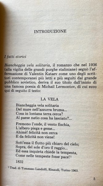 BIANCHEGGIA VELA SOLITARIA. (INTRODUZIONE E TRADUZIONE DI GIOVANNA SPENDEL, ILLUSTRAZIONI/DISEGNI …