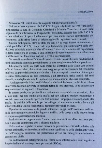 BIBLIOGRAFIA SULLA MAFIA. 1987-2000