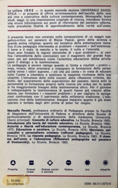 BLAISE PASCAL. LETTURA DEI PENSIERI ALLA LUCE DEI MASSIMI PROBLEMI …