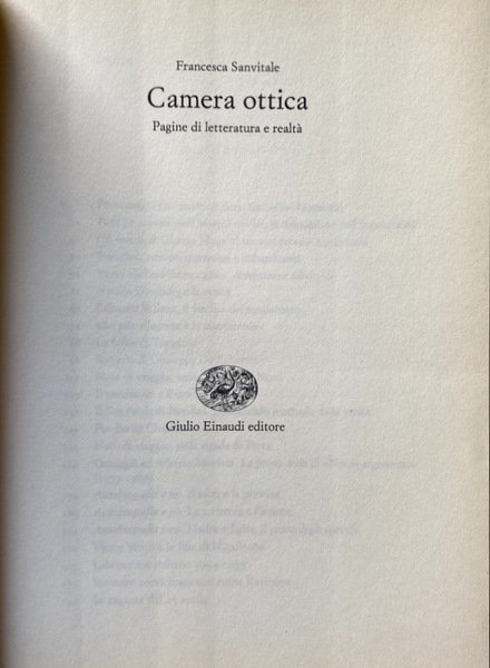 CAMERA OTTICA. PAGINE DI LETTERATURA E REALTÀ