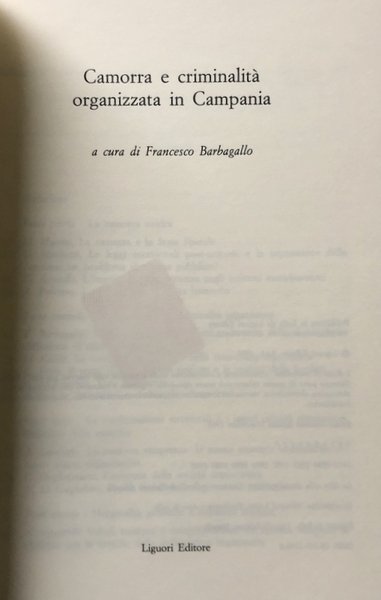 CAMORRA E CRIMINALITÀ ORGANIZZATA IN CAMPANIA