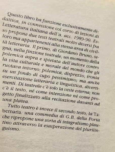 CANDELAIO DI GIORDANO BRUNO; TABERNARIA DI GIAMBATTISTA DELLA PORTA