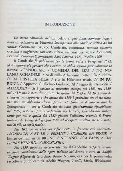 CANDELAIO DI GIORDANO BRUNO; TABERNARIA DI GIAMBATTISTA DELLA PORTA