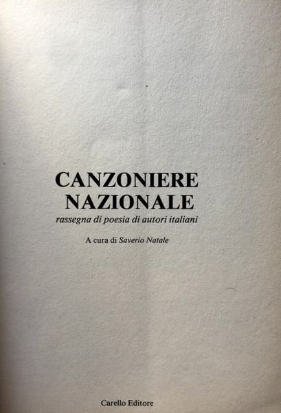 CANZONIERE NAZIONALE. RASSEGNA DI POESIA DI AUTORI ITALIANI