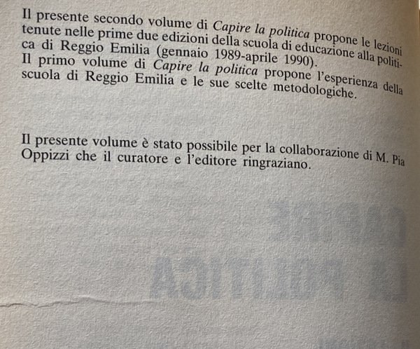 CAPIRE LA POLITICA. LEZIONI: VOLUME 2. A CURA DI GINO …