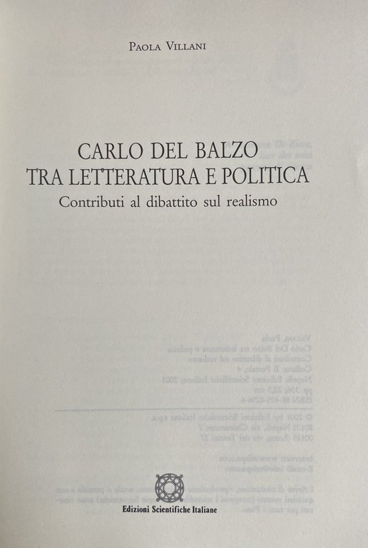 CARLO DEL BALZO TRA LETTERATURA E POLITICA. CONTRIBUTI AL DIBATTITO …