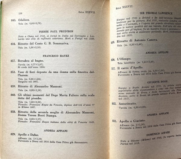 CATALOGO DELLA PINACOTECA DI BRERA IN MILANO. CON 42 ILLUSTRAZIONI