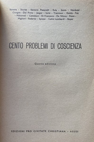 CENTO PROBLEMI DI COSCIENZA. A CURA DI DON GIOVANNI ROSSI