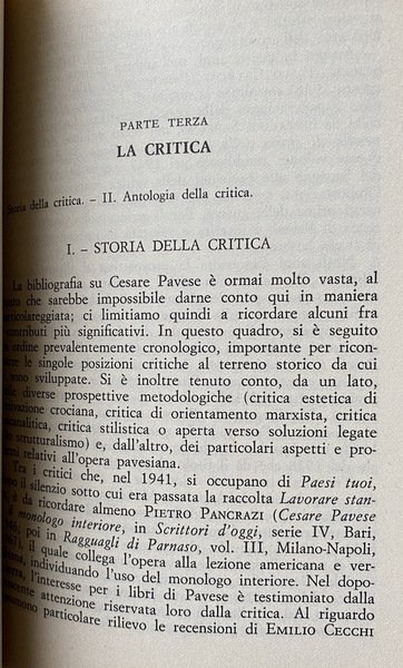 CESARE PAVESE. INTRODUZIONE E GUIDA ALLO STUDIO DELL'OPERA PAVESIANA. STORIA …