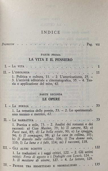 CESARE PAVESE. INTRODUZIONE E GUIDA ALLO STUDIO DELL'OPERA PAVESIANA. STORIA …