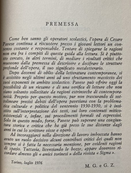 CESARE PAVESE. INTRODUZIONE E GUIDA ALLO STUDIO DELL'OPERA PAVESIANA. STORIA …