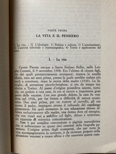 CESARE PAVESE. INTRODUZIONE E GUIDA ALLO STUDIO DELL'OPERA PAVESIANA. STORIA …