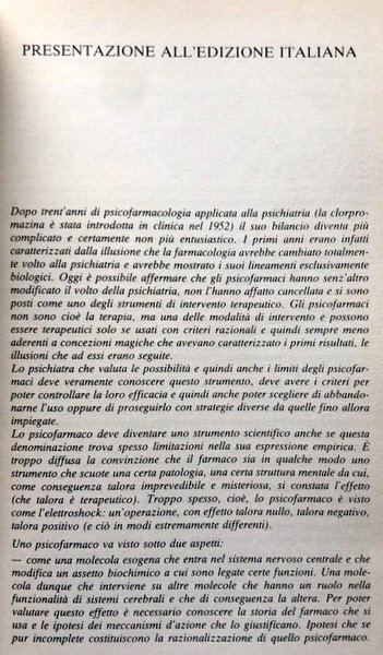 CHEMIOTERAPIA IN PSICHIATRIA. EDIZIONE ITALIANA A CURA DI VITTORINO ANDREOLI