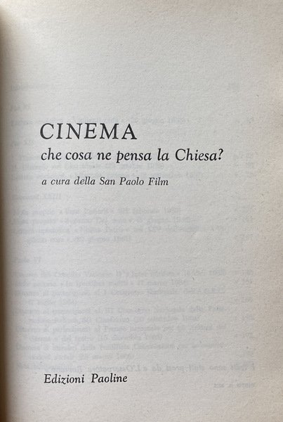 CINEMA CHE COSA NE PENSA LA CHIESA? A CURA DELLA …