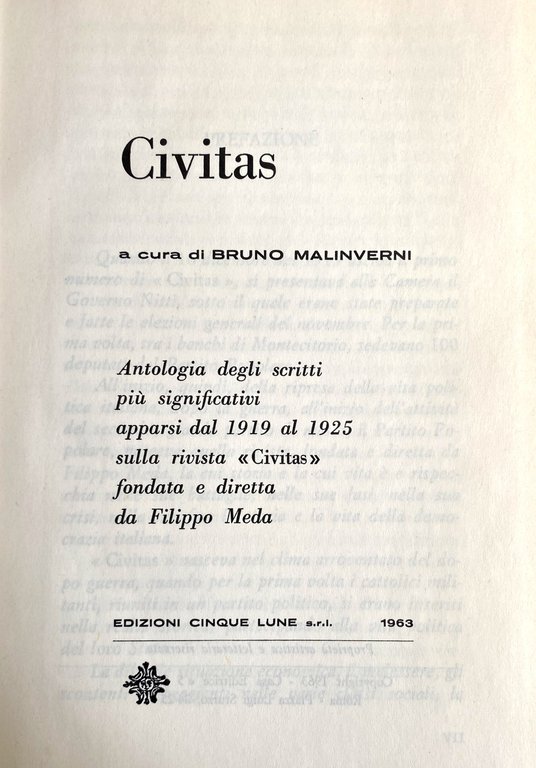 CIVITAS. ANTOLOGIA DEGLI SCRITTI PIÙ SIGNIFICATIVI APPARSI DAL 1919 AL …